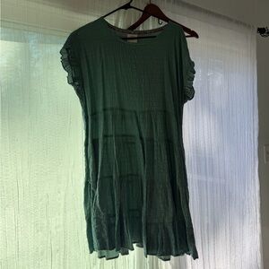 Green Ruffled Sleeve Women's Dress